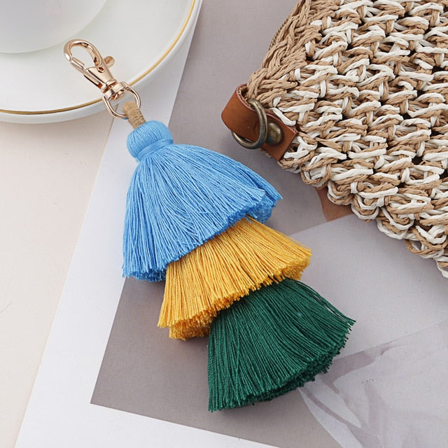 Multicolor Handmade Layered Tassel Keychain