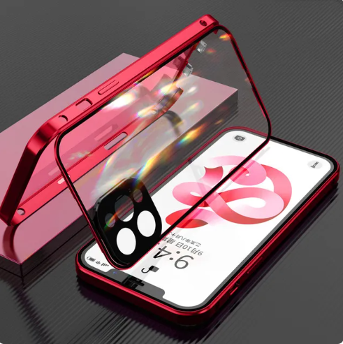 Double Sided Glass Snap Lock Case For iPhones