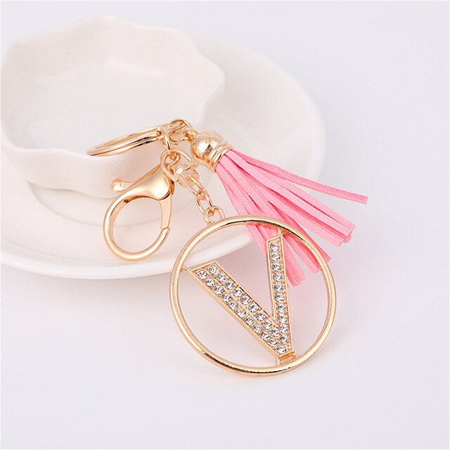 Rhinestones English Letter Alloy Keychain