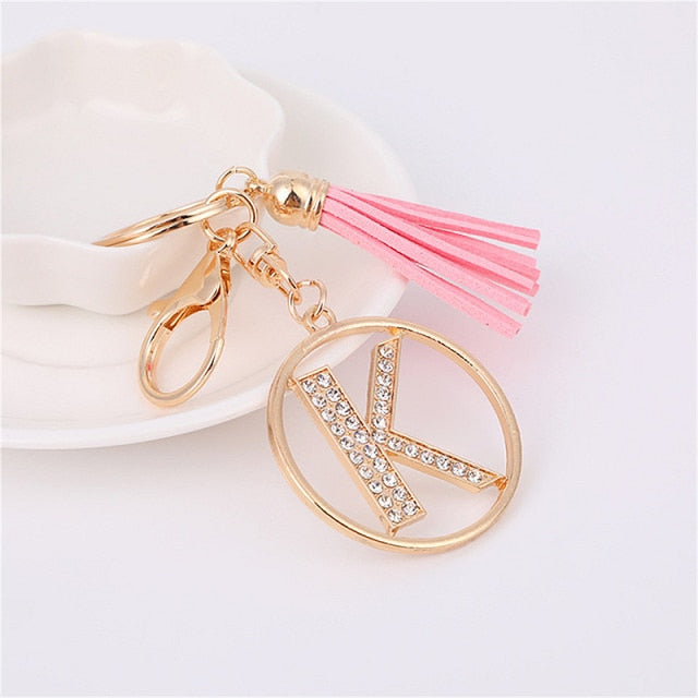 Rhinestones English Letter Alloy Keychain