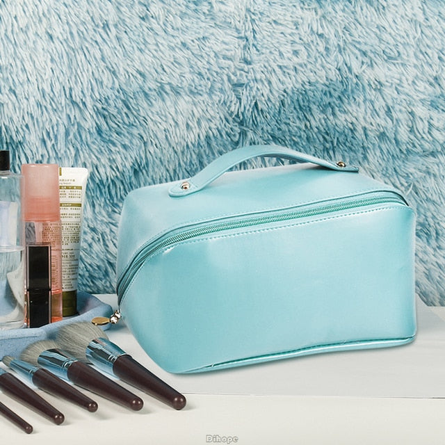 Large-Capacity Leather Cosmetic Bag