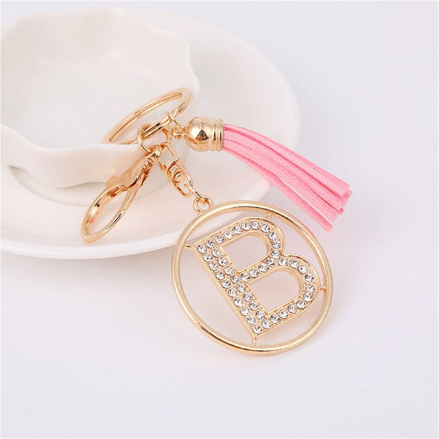 Rhinestones English Letter Alloy Keychain