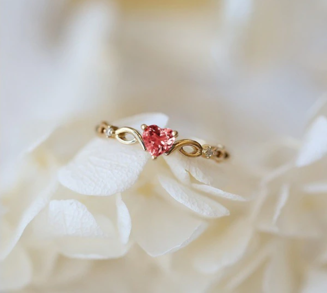 Huitan Simple Heart Ring