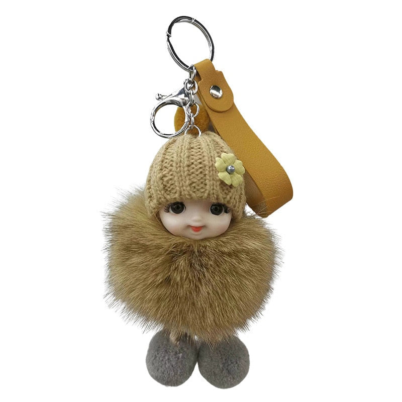 Cute Expression Face Baby Pompom Keychain