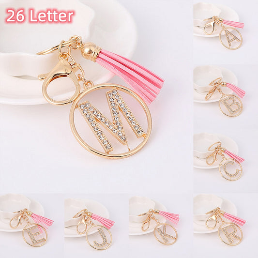 Rhinestones English Letter Alloy Keychain