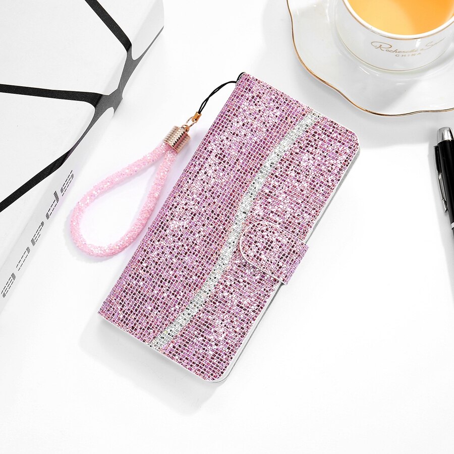 Glitter Anti-fall Wallet Case For iPhones